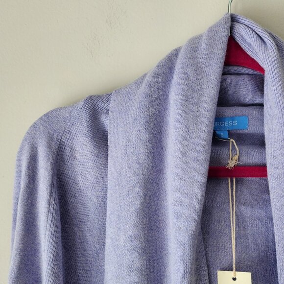 Burgess Cardigan Sweater | Small | Lilac Shawl Collar Cotton Cashmere NEW - Picture 2 of 9